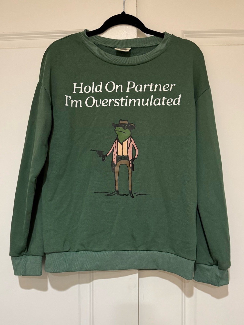 Comfort Colors Green Graphic Crewneck Sweatshirt - Frog Cowboy Slogan - Unisex